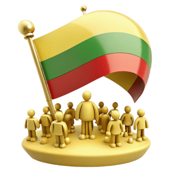 3D Rendering of a Flag and People Representing a Nation png