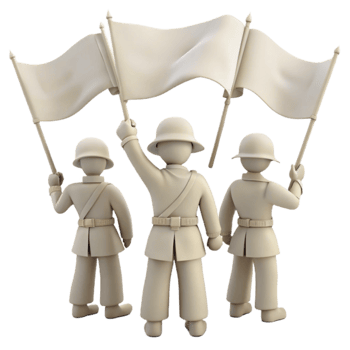 Three Soldiers Holding a Blank White Flag png