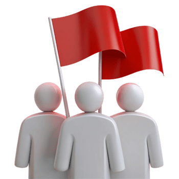 Three Figures Holding Red Flags Teamwork, Unity, and Success png