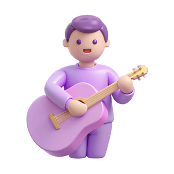 3D Character Playing Acoustic Guitar png