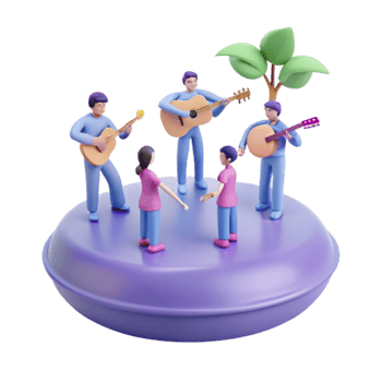 3D Illustration of People Playing Music Together png