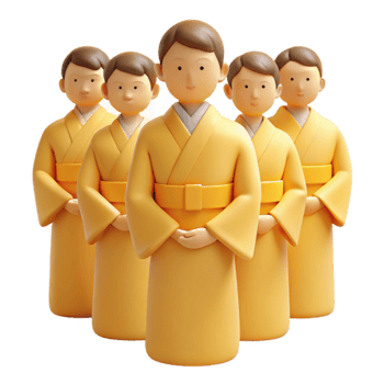 Group of People in Yellow Robes Standing in a Row png