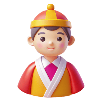 Smiling Cartoon Character in Traditional Asian Clothing png