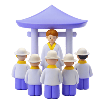 3D Render of People in Traditional Japanese Clothing png