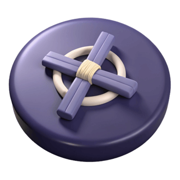 3D Rendered Purple Button with White Circle and Cross png