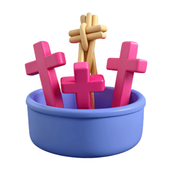 3D Render of Pink Crosses in a Blue Bowl png