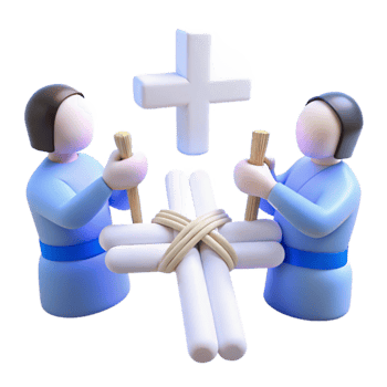 Two Figures Constructing a Cross png