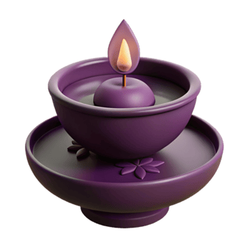 Purple Candle in a Bowl on a Stand png