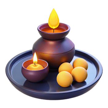 Candles and Orbs on a Tray png