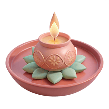 Lit Candle on Lotus Leaf Design Tray png