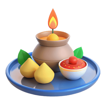 3D Render of Traditional Festive Items on a Tray png