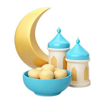 Crescent Moon, Lanterns, and a Bowl of Sweets png