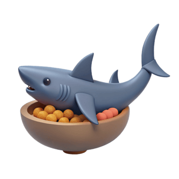 Cute Cartoon Shark in a Bowl of Food png