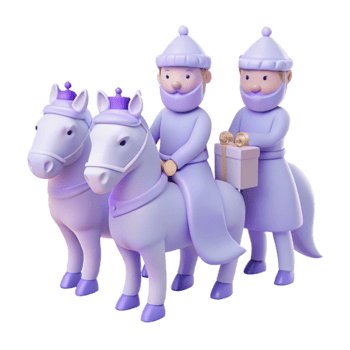 Three Wise Men Riding Horses with Gift png