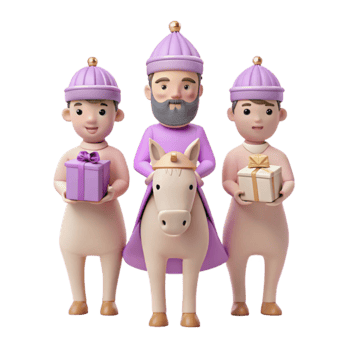 Three Wise Men with Gifts and a Horse png