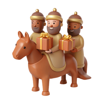 Three Wise Men Riding a Horse with Gifts png