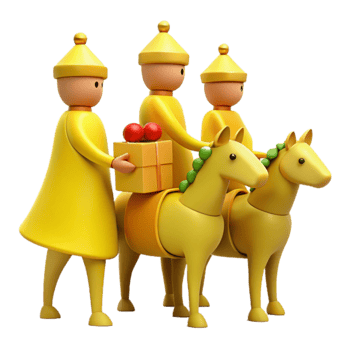 Three Wise Men on Horses with Gifts png