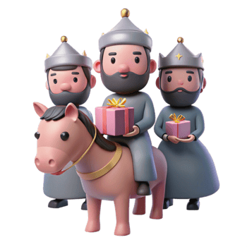 Three Wise Men Riding a Horse with Gifts png