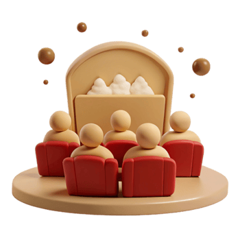 3D Rendering of People Watching a Movie png