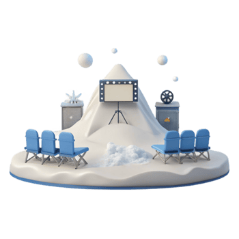 Snowy Outdoor Movie Night Setup png