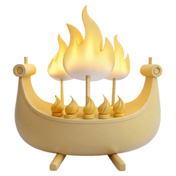 Wooden Ship with Flame Design Table Lamp png