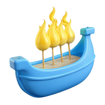 Blue Boat with Yellow Flames png