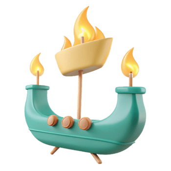 3D Rendered Cartoon Ship with Candles png