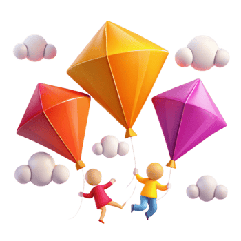 Colorful Diamond Balloons with People Flying png