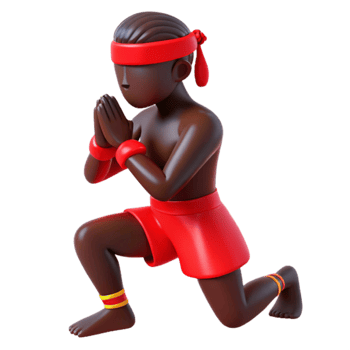 3D Illustration of a Fighter in a Praying Position png