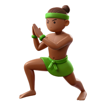 3D Illustration of a Warrior in a Fighting Stance png