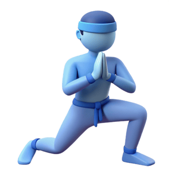 3D Render of a Character in a Warrior Pose png