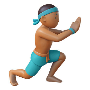 3D Cartoon Character in a Fighting Stance png