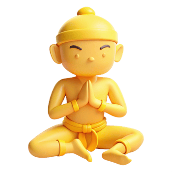 3D Render of a Golden Figure in a Meditation Pose png