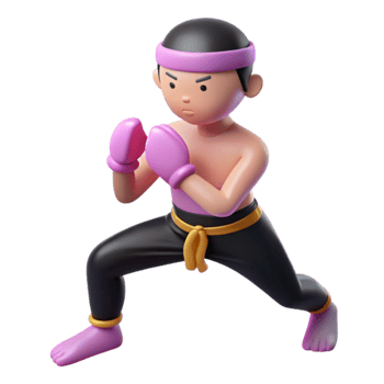 3D Illustration of a Fighter in a Fighting Stance png