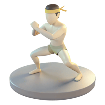 3D Render of a Fighter in a Fighting Stance png