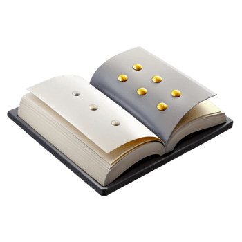 Open Book with Golden and Silver Dots png