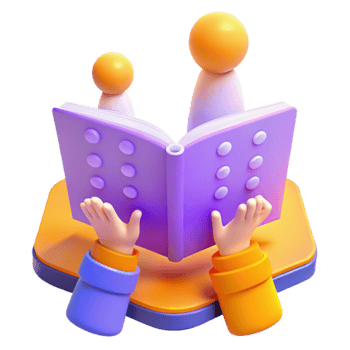 3D Illustration of Two Figures Reading a Book png