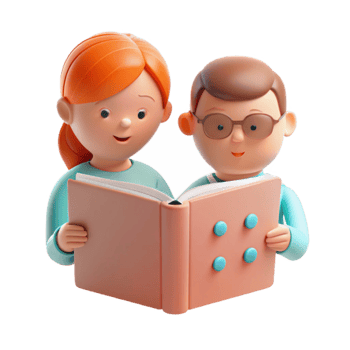 Children Reading a Book Together png