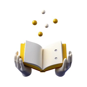 Open Book with Floating Spheres png