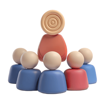 3D Render of a Group of People Listening to a Speaker with a Target on their Head png