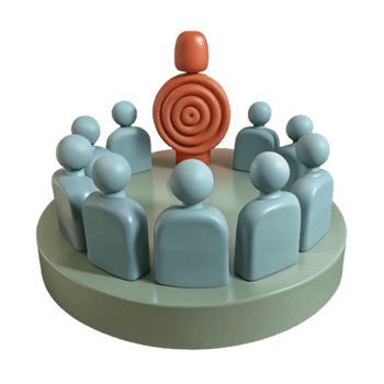 Group of People Surrounding a Target Symbol png
