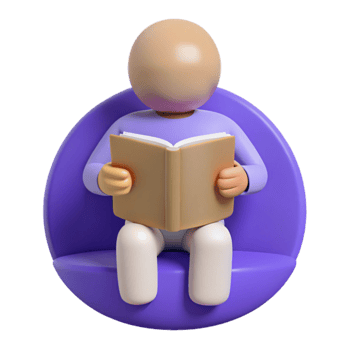 3D Illustration of a Person Reading a Book png