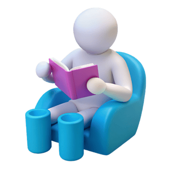 3D Render of a Person Reading a Book in a Chair png