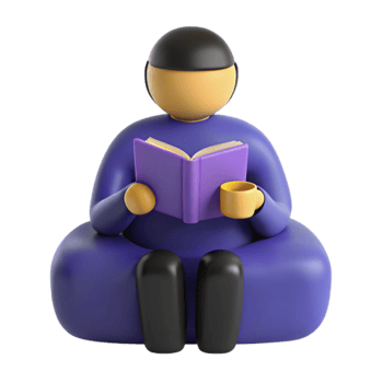 Relaxed Person Reading a Book and Holding a Cup png