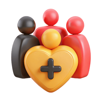 Group of People with Heart and Plus Sign png