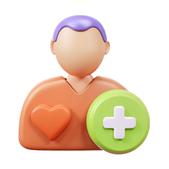 3D Render of a Person with Heart and Plus Icon png