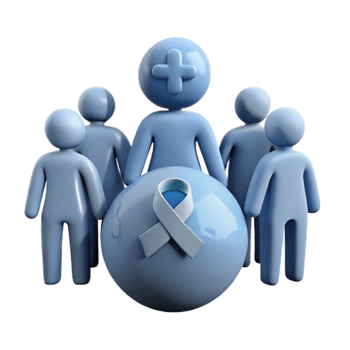 Group of People Surrounding a Blue Ribbon and Plus Sign png