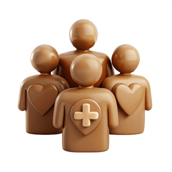 Group of People with Hearts and a Cross Symbol png