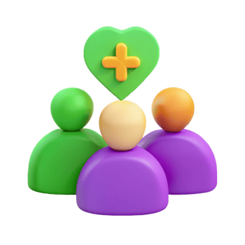 Group of People with Heart and Plus Symbol png