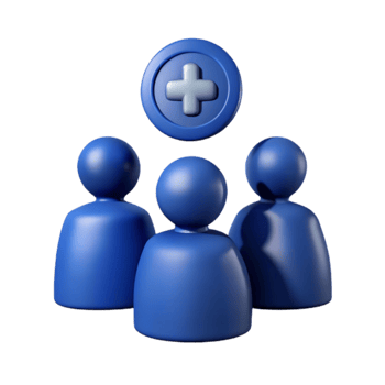 3D Render of Blue People Icons With Plus Sign png